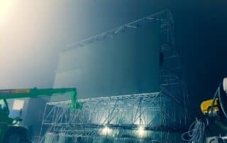 Layher-Unterkonstruktion mit Outdoor LED-Wand beim Biathlon in Oberhof