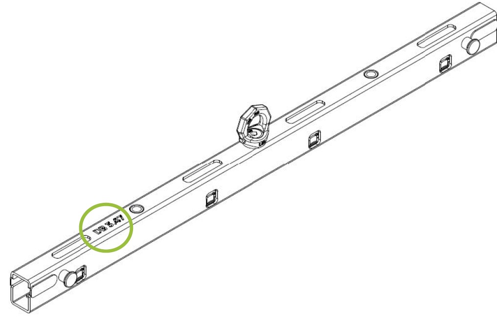 Zeichnung einer Exact Solutions 1m Hanging Bar für InfiLed Inti und DB Serie