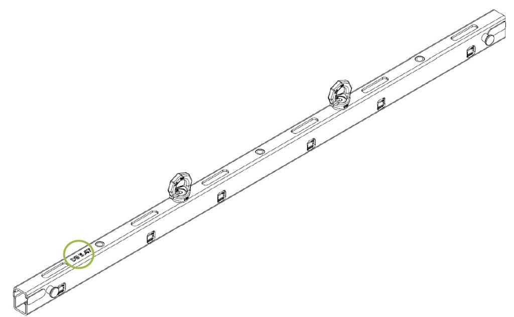 zeichung einer Exact Solutions 1,5 m Hanging Bar für InfiLed Inti und DB Serie